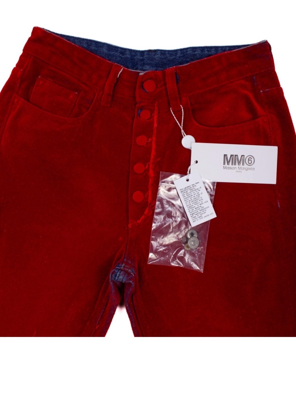 MM6 Maison Martin Margiela Red Corduroy Flare Jeans - Picture 3 of 7